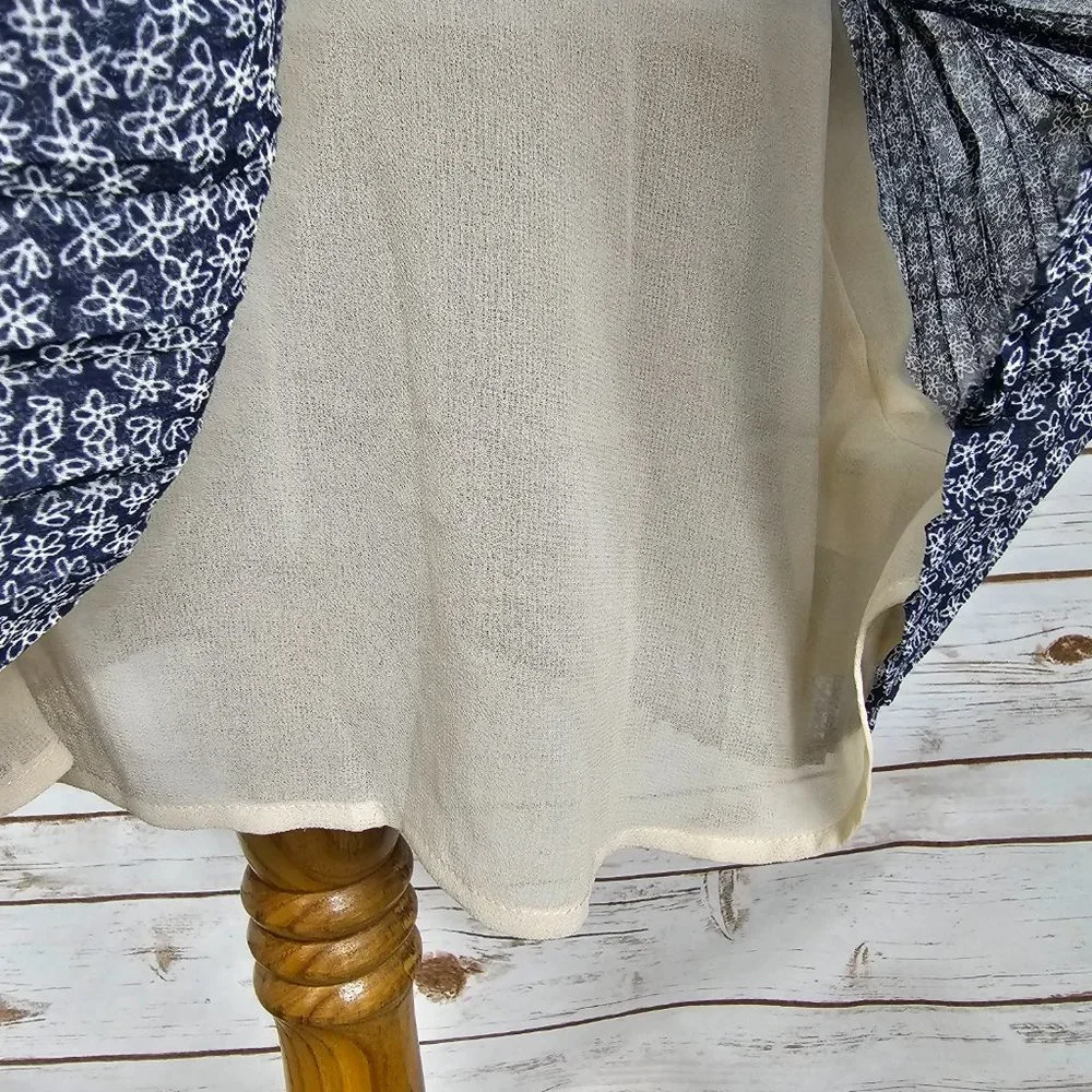 Avec Les Filles Sz S Microfloral Printed Pleated Shirt Flowy Shift Dress - Picture 7 of 16